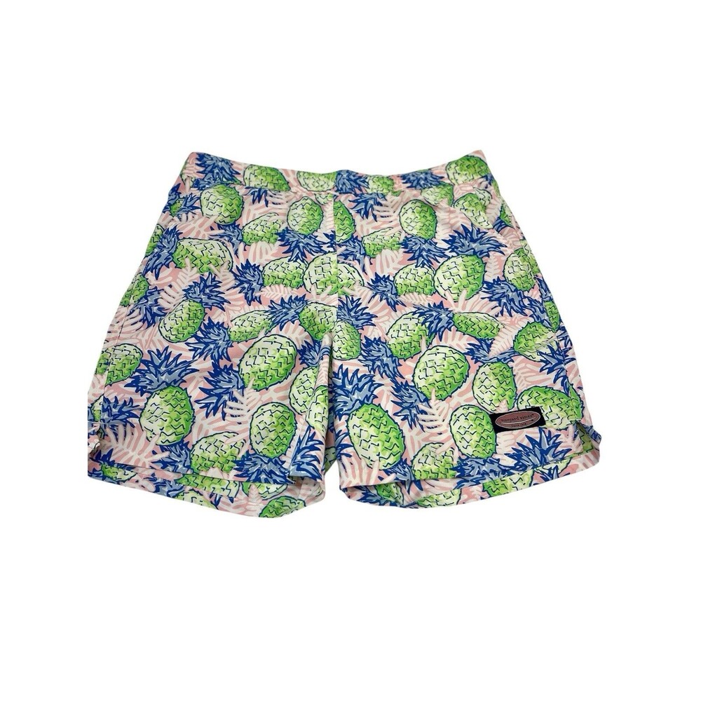 Vineyard Vines Mens Pineapple Print Pink Blue Green Swim Trunks Drawstring Sz Sm